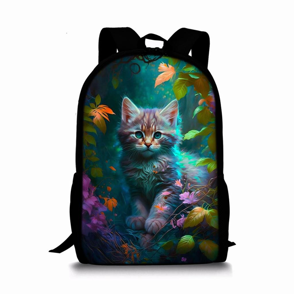 Zaino a strato singolo con stampa di gatti carini per ragazzi e ragazze Migliori regali Borsa scolastica a cartone animato piatto 2D per bambini Borse
