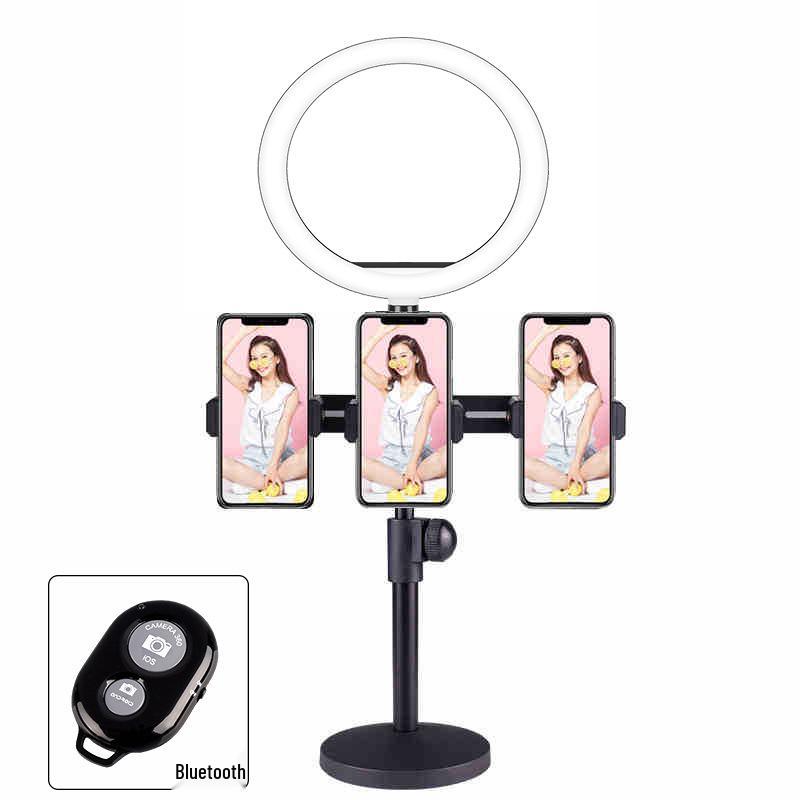 Multi-Functional Mobile Broadcast Stand with Fill Light and Adjustable Camera Positions for Photography and Video Recording