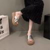 Thick-soled heightening silver cool slippers women's summer wear new high-end Boken one-word sandals