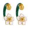 Elegant 3D Camellia Studs Earrings Portable Accessory for Women Stylish Gold Tone with Stainless Steel Materials