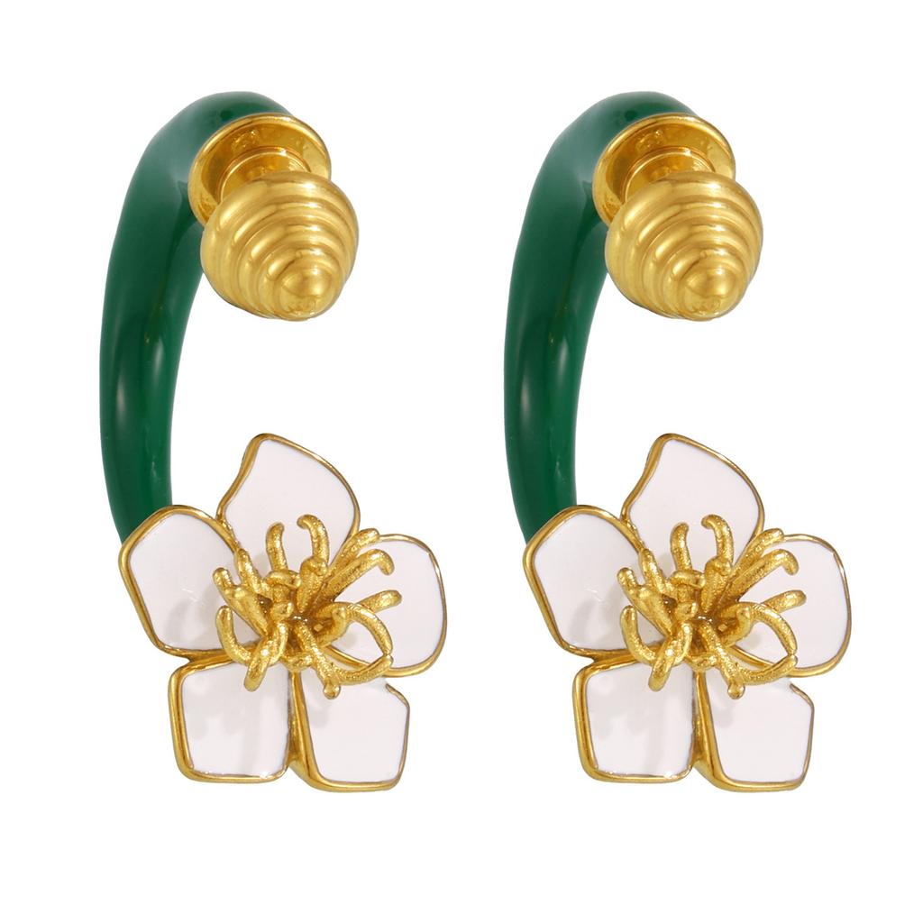 Elegant 3D Camellia Studs Earrings Portable Accessory for Women Stylish Gold Tone with Stainless Steel Materials