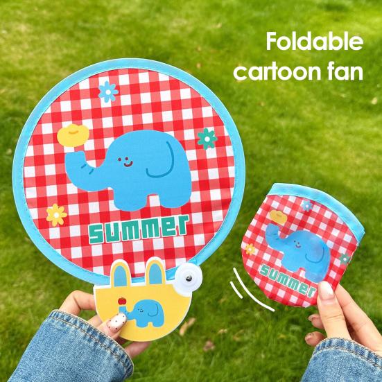 Cartoon Folding Round Fan with Photography Reflector Portable Lightweight Pocket Size Outdoor Travel Camping Summer Handheld Fan