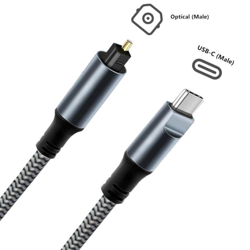 USB C Digital Fiber Optical Analog Sound Cable SPDIF Digital Sound Converter Cable for HDTV Multimedia Speaker