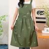 New Embroidery Flower Kitchen Apron Polyester Adjustable Cross-back Apron Oil-proof Pleated Style Dress Apron Cooking Activities