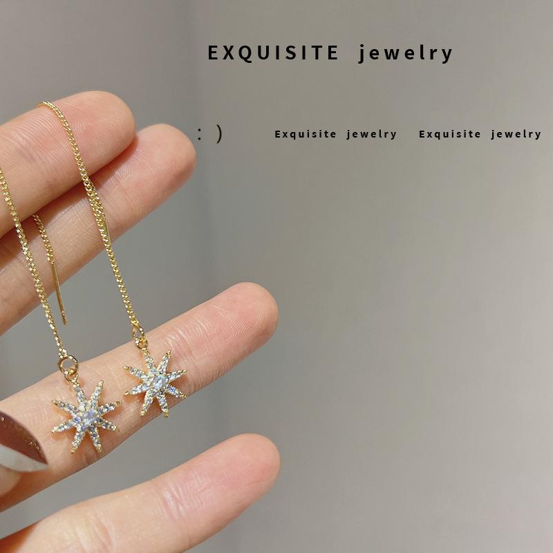 Lange Quaste Zirkon Ohrring Mode Frauen Mädchen Temperament Feine Glänzende Geometrische Ohrringe Schmuck Party Geschenke