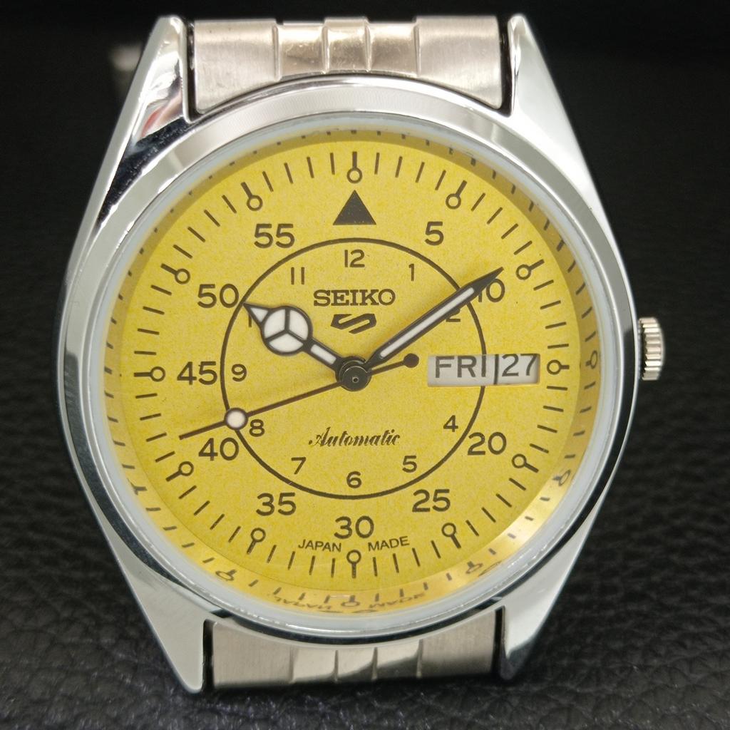 VINTAGE REFURBISHED SEIKO 5 AUTOMATIC 6309A JAPAN MENS YELLOW WATCH a442290-1