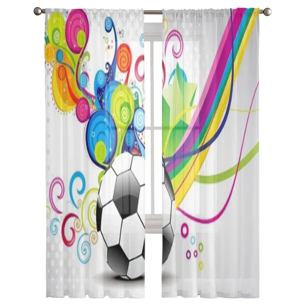 Abstract Wave With Football Sheer Curtains For Bedroom Living Room Tulle Curtains For Kitchen Window Voile Curtains