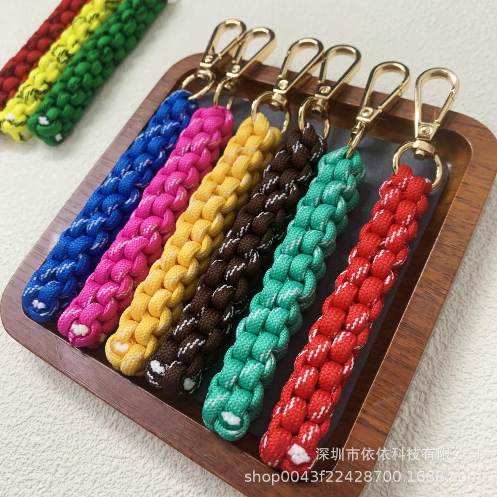 Miu family bag hanging cross-border explosive pure hand-woven pendant colorful fashionable unique shape braided rope car keychain