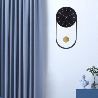 Classical Large Decorative Wall Clock with Pendulum, Modern Non-Ticking Clocks for Living Room,
