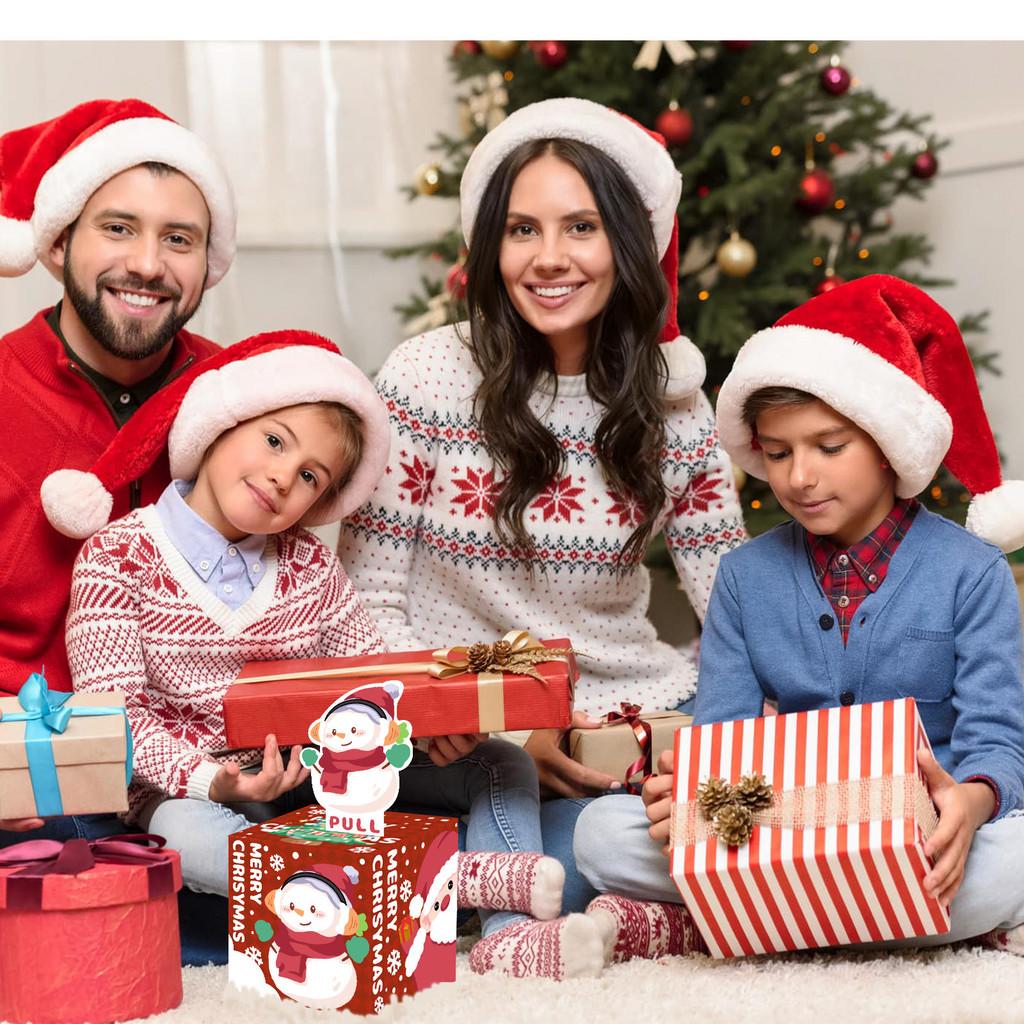 Cartoon Snowman Pattern Red Gift Box Christmas Decoration Atmosphere Prop