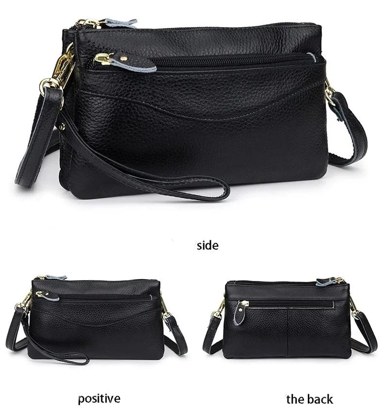 Borsa a tracolla da donna in vera pelle Piccole borse a spalla Borsa a pochette da polso casual Borse a messenger di grande capacità per donna