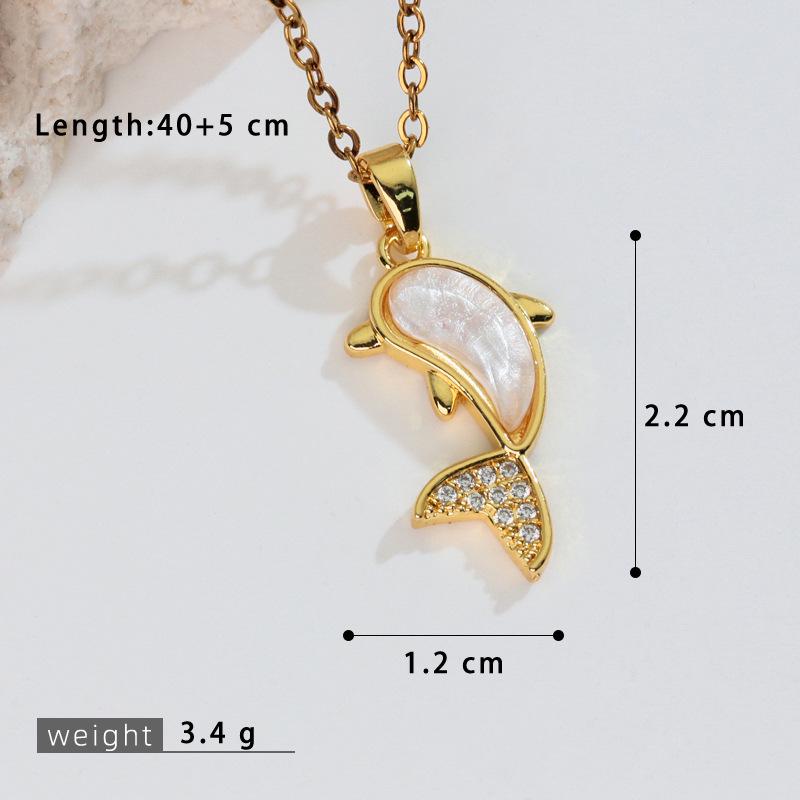 Ocean Style Zirconia Whale & Dolphin Pendant Necklace for Women - Trendy Clavicle Chain