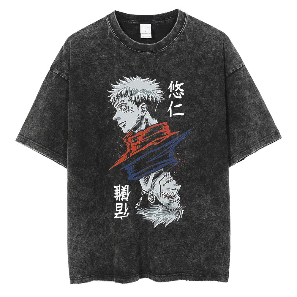 

Hot Anime Jujutsu Kaisen Nanami Kento Print Tee Men Vintage Washed T-Shirt Oversize Tshirt Short Sleeve Cotton Loose Top Tee XXL