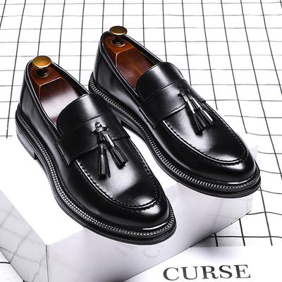 British Fashion New Pointed Business Casual Leather Shoes Foot Cover Tassel Men'S Shoes Single Shoe Model 85134-G