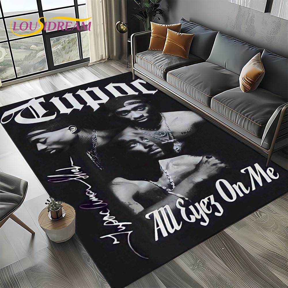 Rapper Eminem Tupac 2pac Hip-Hop Rap God Carpet Rug for Living Room Bedroom Home Sofa Decoration,Area Rug Non-slip Floor Mat