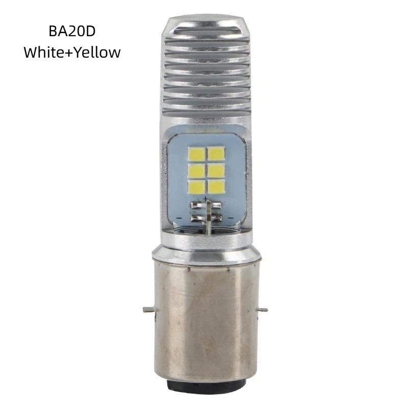 1Pc Motorcycle H4 Ba20D P15D Headlight 3030 24Msd Led Light Bulbs Dual Color White Yellow Plug And Play For Atv Moped Bike