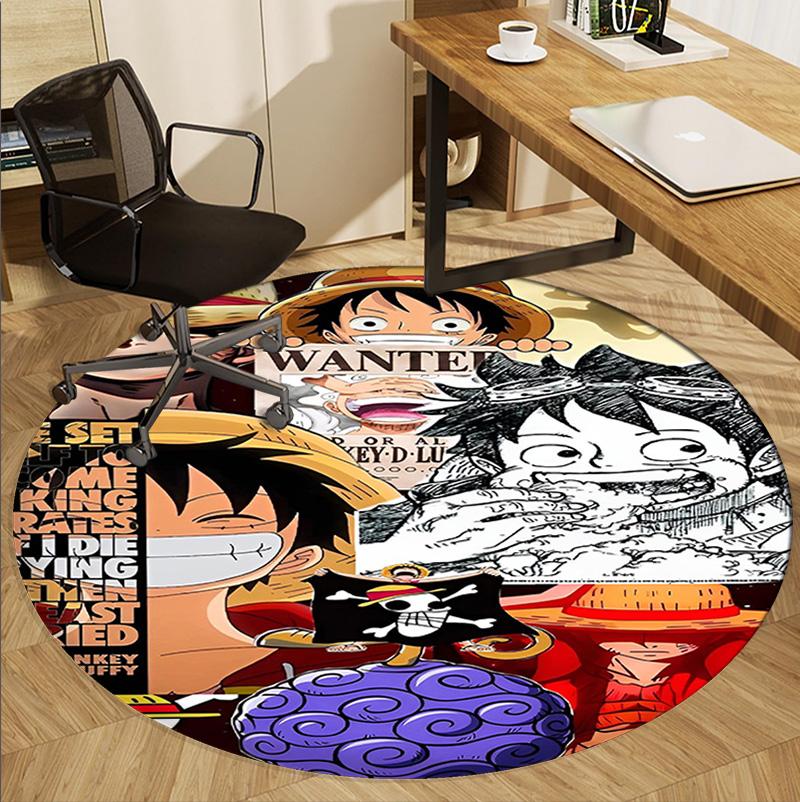 One Piece Pattern Round Rug, Indoor/Outdoor Mat, for Picnic, Gameroom, Bedroom, Office, Living Room, Home Decor Carpet, Birthday Gift