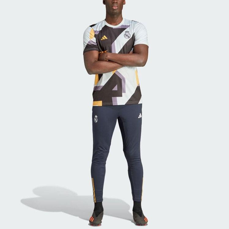 Adidas Geometric Pattern Color Block Print Round Neck Short Sleeve Soccer Jersey Men Tops Multicolor IB0877