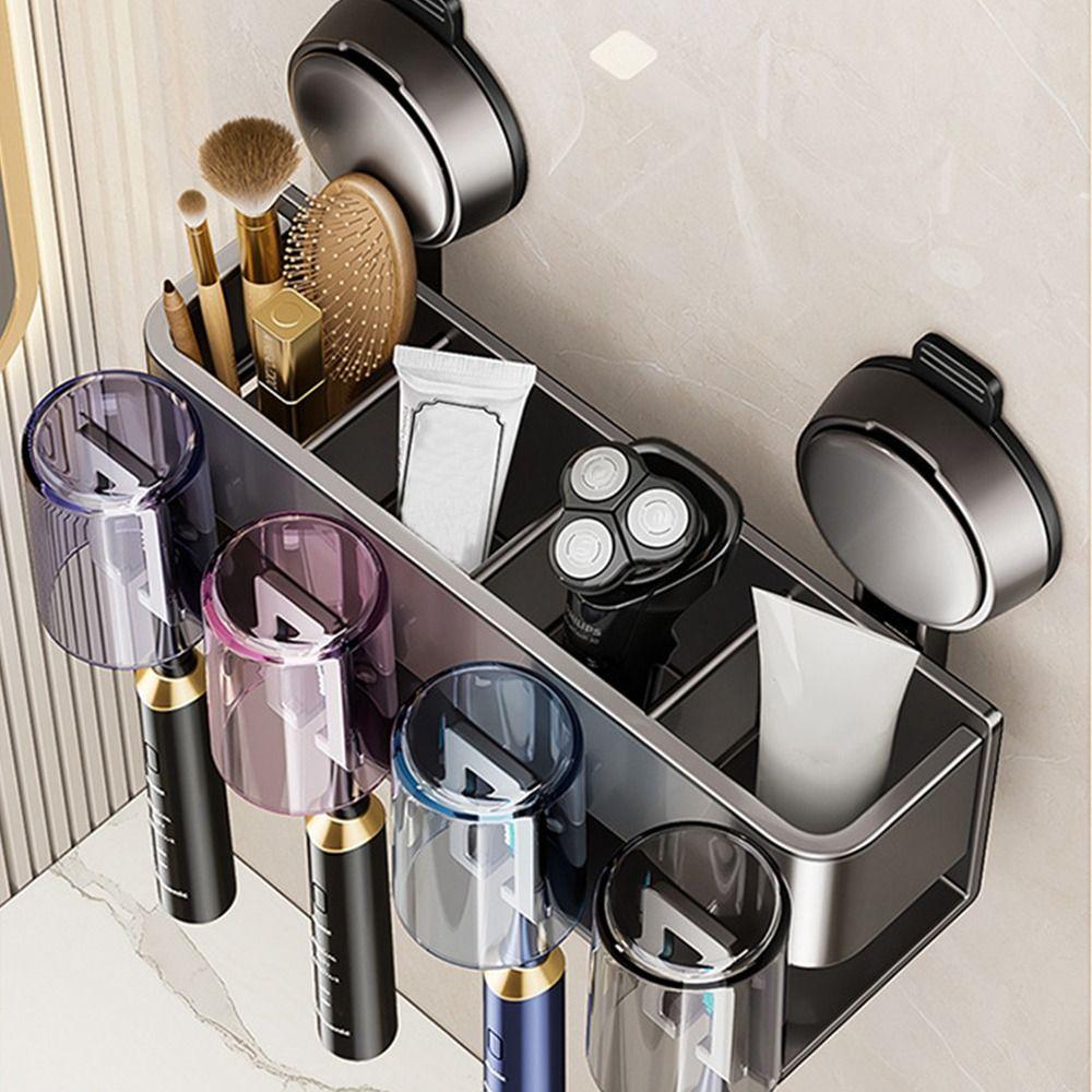 Wall-mounted Bathroom Toothpaste Rack Toothbrush Cup Holder  Bathroom Household Shelf Accessories