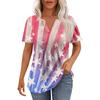 Damenmode Lässig Plissee V-Ausschnitt Kurzarm T-Shirt Tops
