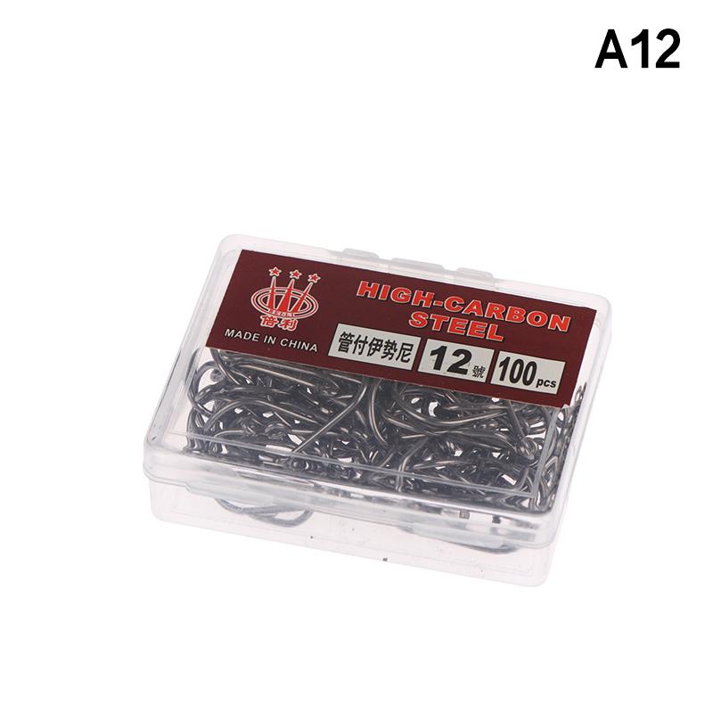 100Pcs/Box High Carbon Steel Fish Hook Durable High Strength Barbed Fishing Hooks With Ring For Carp Fishing Accessories