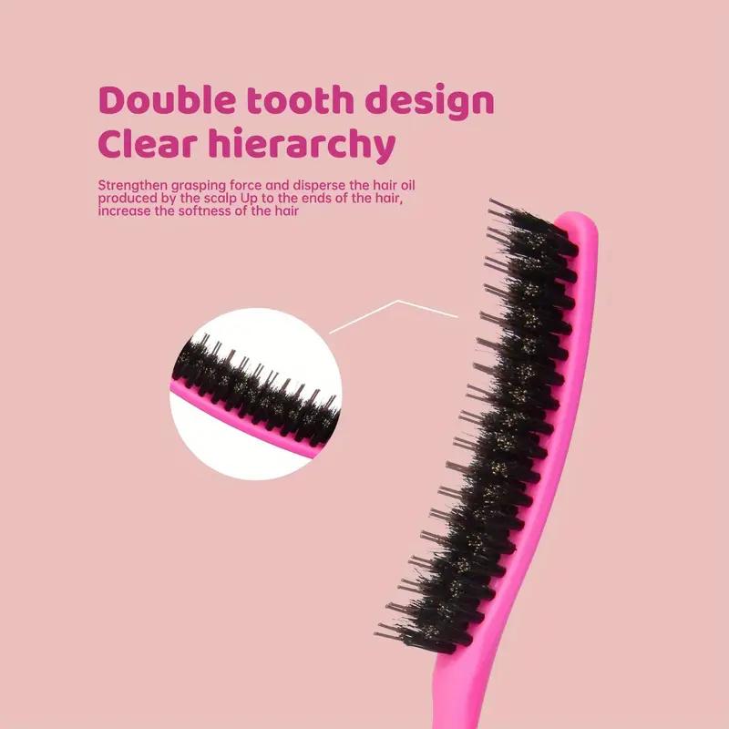 BEPAN 3 in 1 Teasing Bristle Hair Brush Edge Control Comb for Women Slick Back Comb with Rat Tail Pick Volumizing & Lift Styling Tool