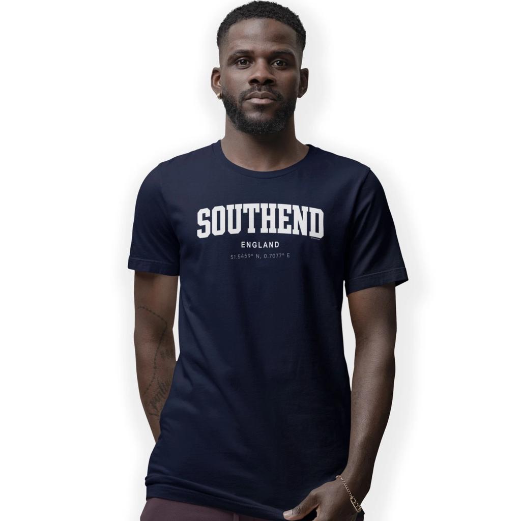 Southend Varsity Style Print With Coordinates Hand Printed T-Shirt Size S - 5XL