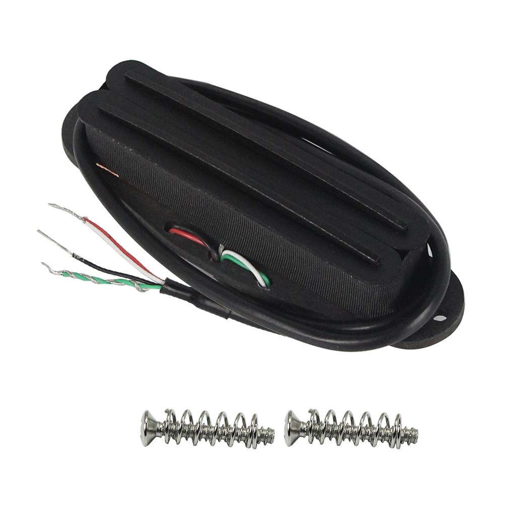 FLEOR Full Black Alnico 5 Hot Dual Rails Pickup Mini Humbucker Pickup 4 Conductors for ST/SQ Guitar