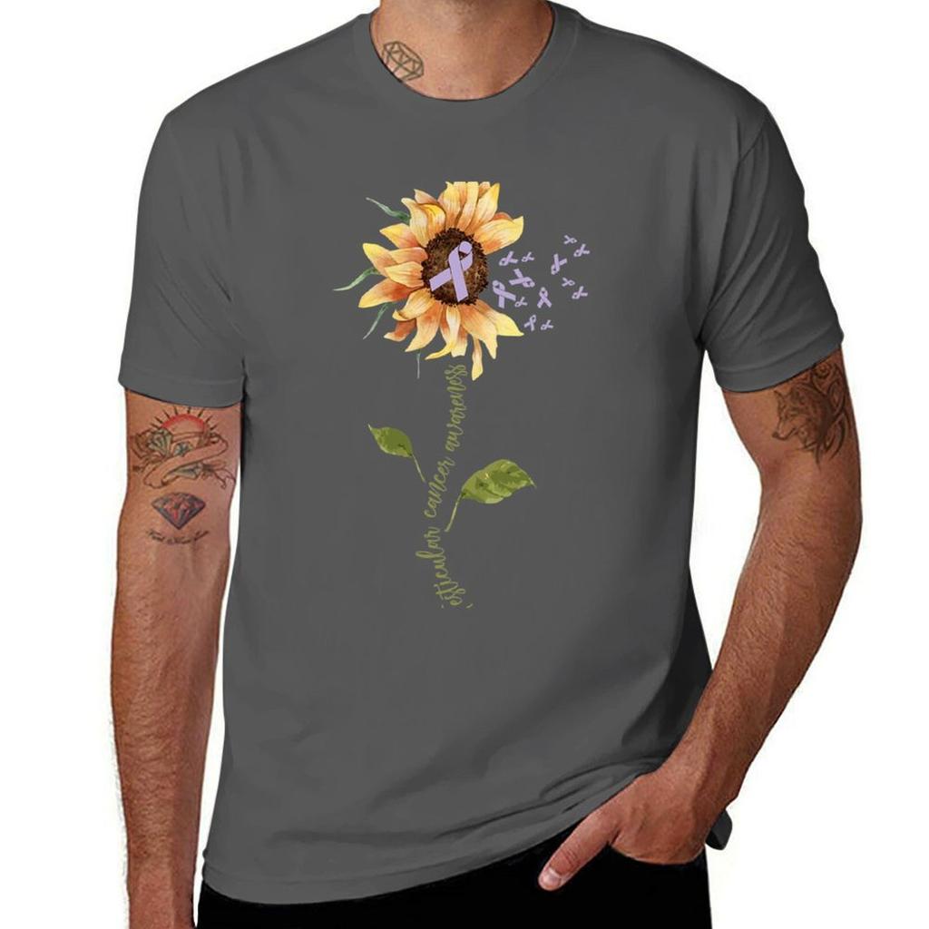 Testicular Cancer Awareness Sunflowers Tshirt Casual Lightweight Short Sleeve Top