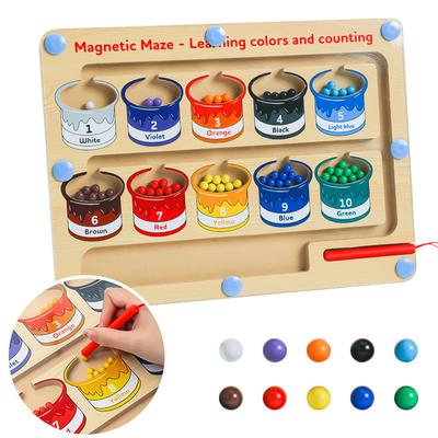 Children Montessori Wooden Toys Magnetic Maze Sorting Game Toddlers Board Color Number Matching Learning Education Toys for Kids