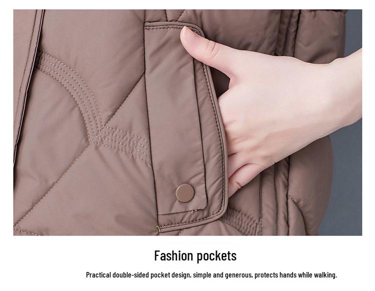 Stylish Hooded Down Cotton Vest for Middle-Aged Women, Windproof Warm Casual Jacket for Autumn/Winter