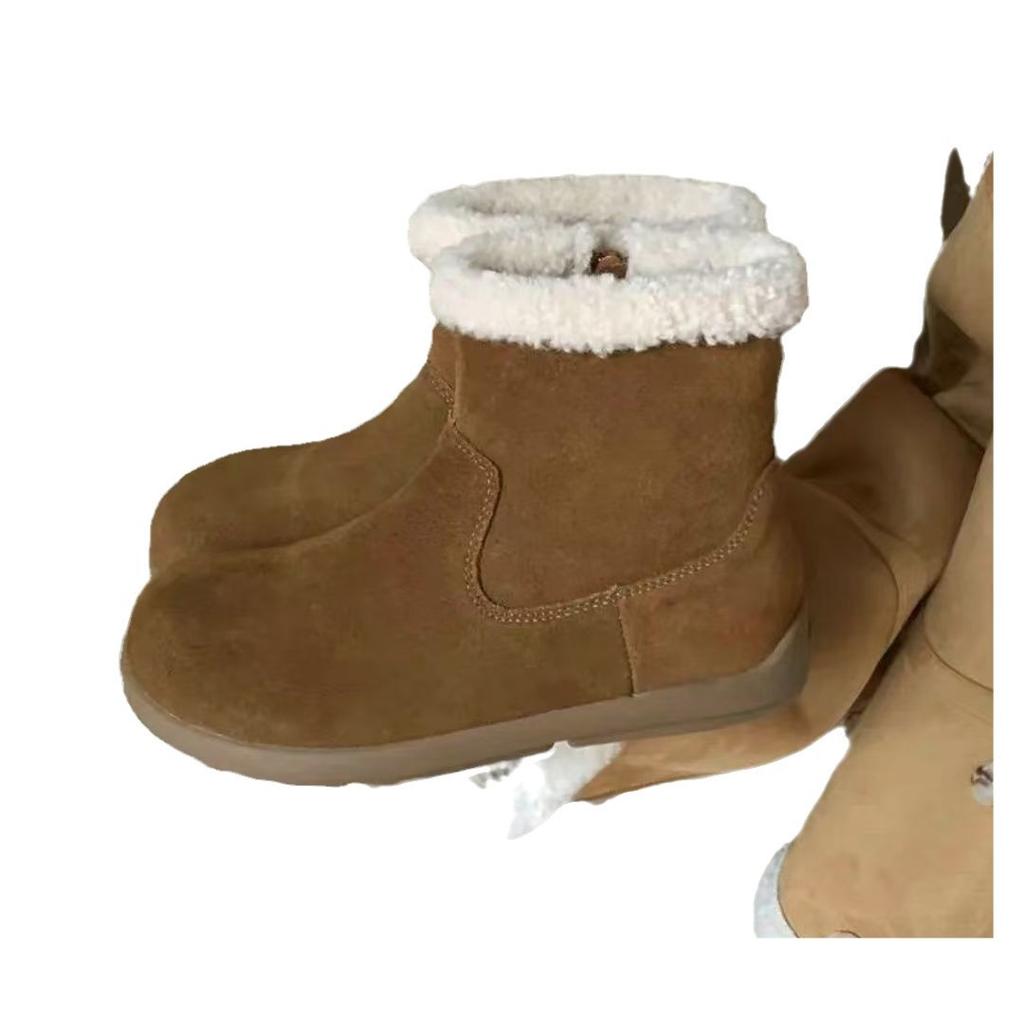 Sněhule dámské zimní nové Mori retro sametové teplé bavlněné boty plochá podrážka ošklivé roztomilé nadýchané bavlněné krátké boty