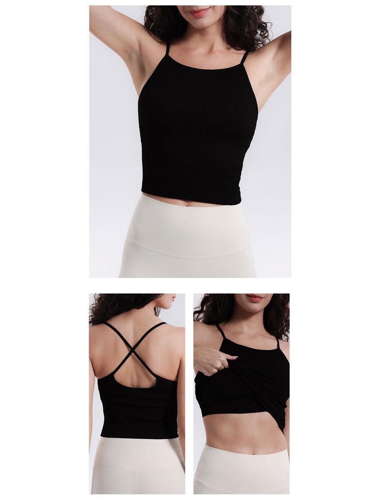 Yoga One-Piece Shockproof Camisole Sports Bra with Chest Pads & Beautiful Back Design for Women