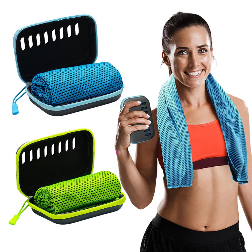 30x80cm Quick Drying Instant Cooling Towel Microfiber Portable Ice Towel with Carry Case for Gym Workout Yoga Running