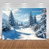 Paesaggio Invernale Scena di Neve Foresta Bianca Sfondo Fotografico Forniture Decorazioni Festa di Natale Striscione di Sfondo Oggetto di Scena per Foto