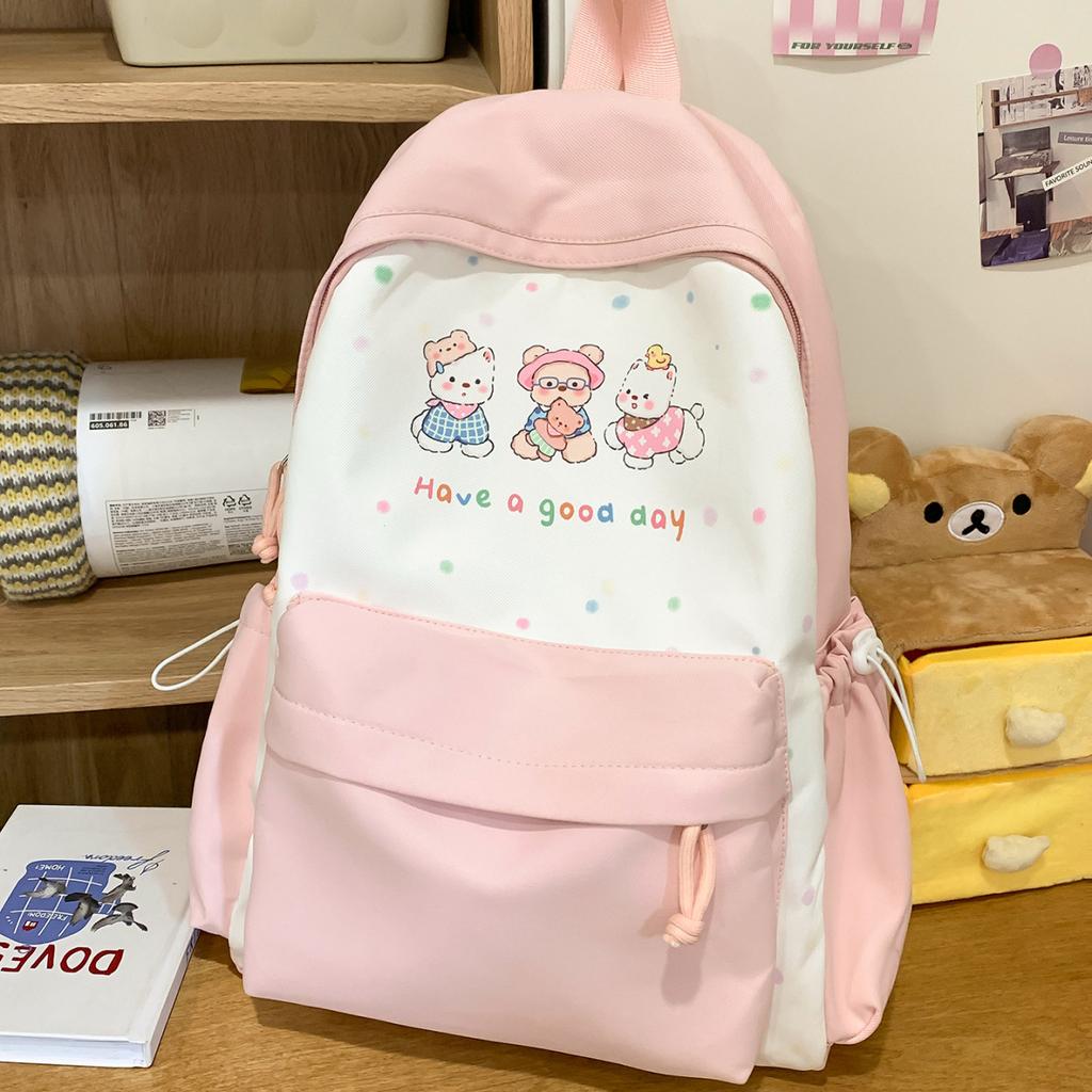 Schoolbag Japanese ins solid color schoolbag for women 1011 new college style junior high school student backpack cute printed backpack for women