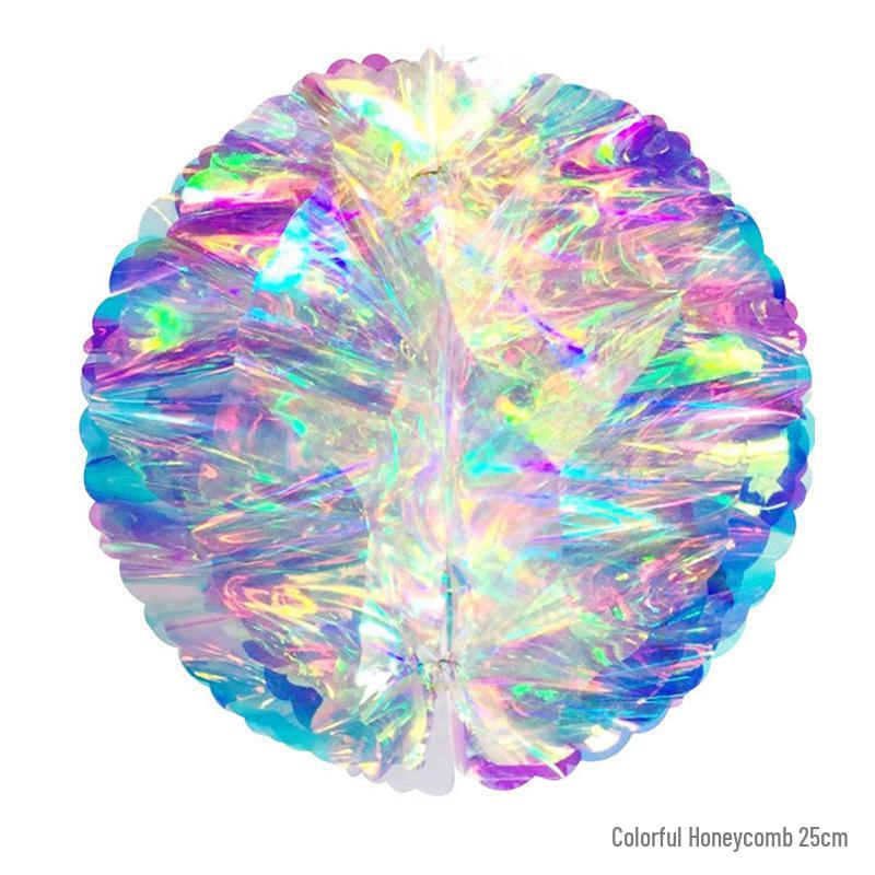 Duhaový vločkový voštinový míč - Barevná vánoční a jarní dekorační rekvizita