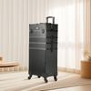 5 In 1 Professional Makeup Train Case Aluminum Cosmetic Case, Rolling Makeup Case Extra Large Trolley Makeup Travel Organizer, with 360° Swivel Wheels