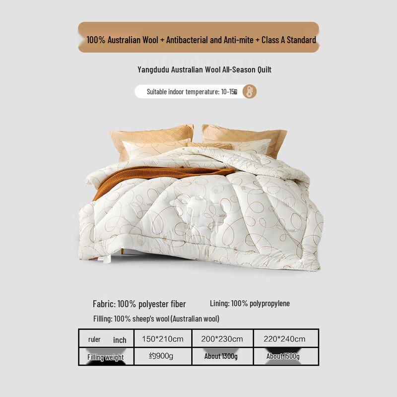 

Mercury Home Textiles 100% Australian Wool Quilt, 200x230cm