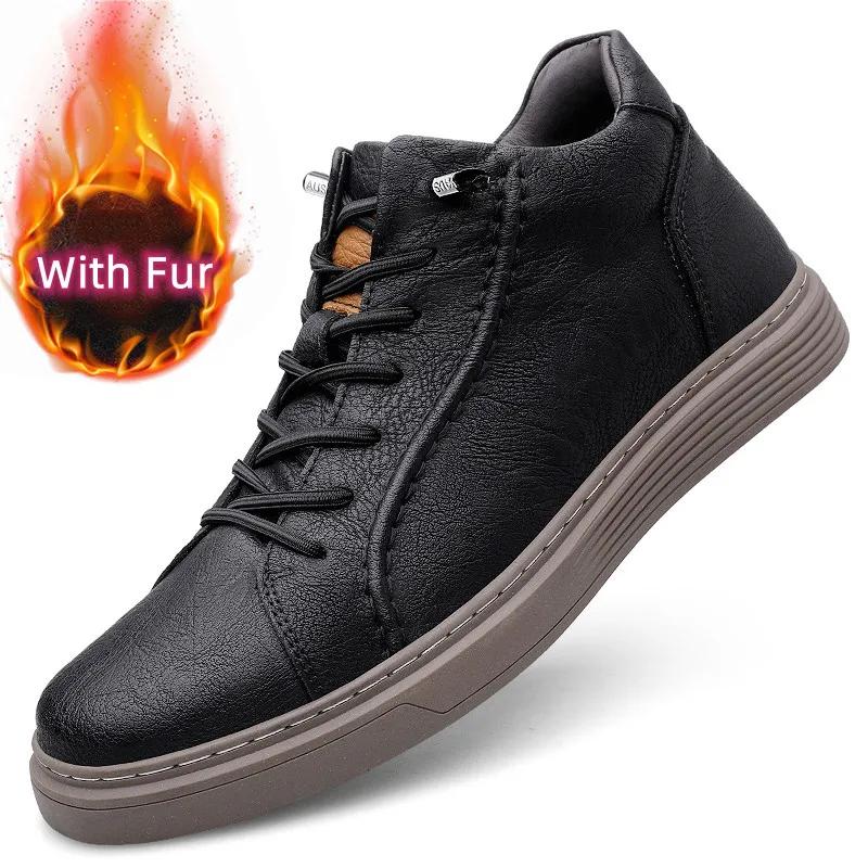 Fashion Luxury Brand Lace-Up Male Ankle Boots Fashion Men's Shoes Genuine Leather Mens Sneakers New Trend Male Comfortable Walking Shoe