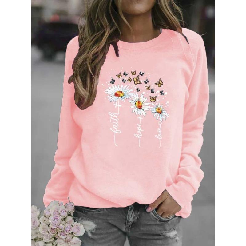 

Весняно-осінній жіночий світшот із порожнім квітковим вирізом і довгим рукавом S