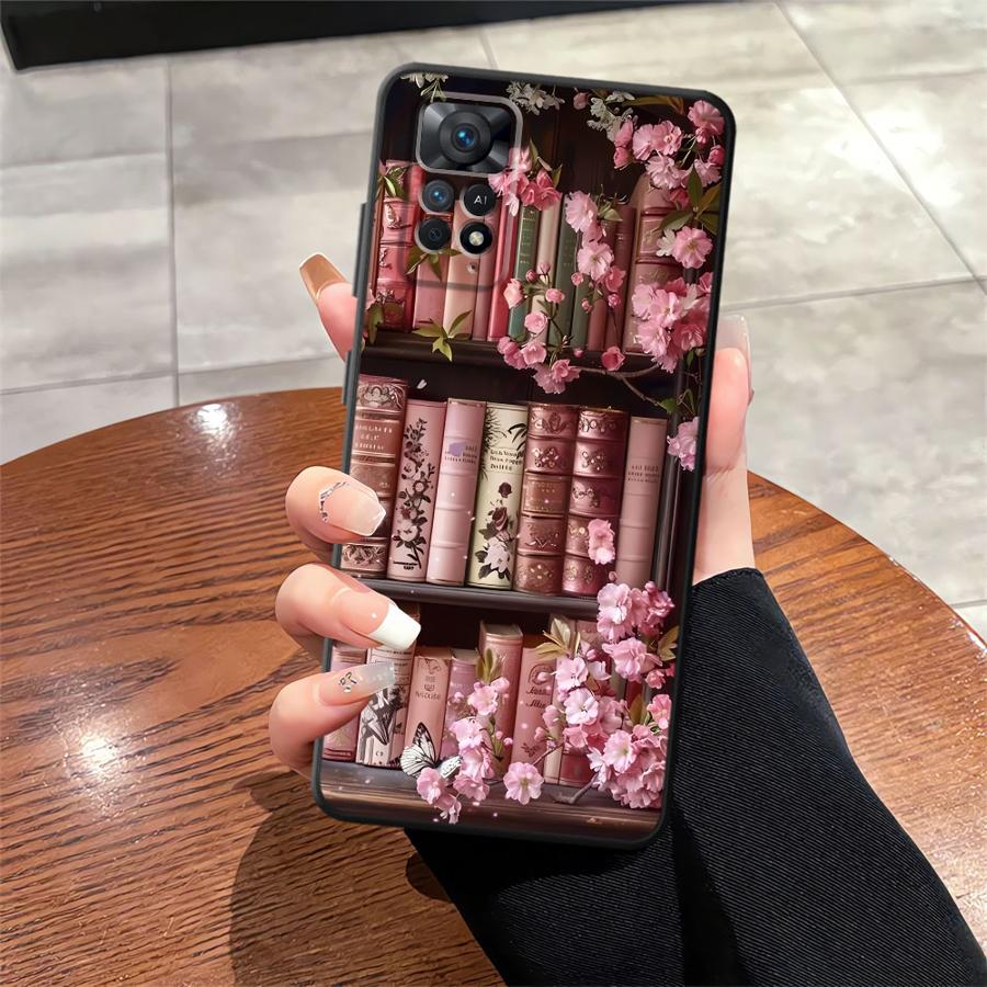 Cartoon Book Pattern Black Soft Phone Cover Case for Xiaomi Redmi Note 9 10 11 12 Pro 7 8 10S 11s 13 14 Pro Plus 9S 12s