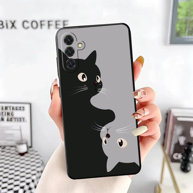 Black Cat Cartoon Cute Soft Phone Case for Samsung A17 A37 A57 A16 A26 A36 A56 A15 A25 A35 A55 A14 A24 A34 A54 A13 A23 A33 A53 A