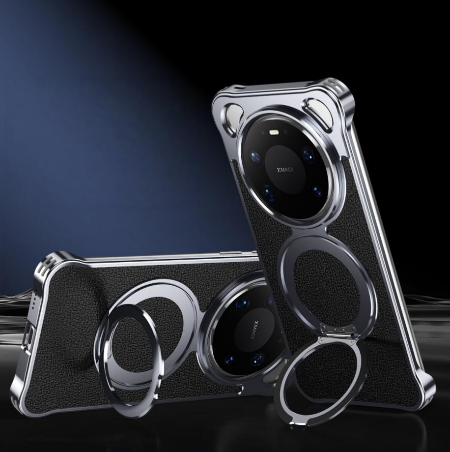 

Luxury Metal Genuine Leather Lychee Texture Case For Huawei Mate 80 Pro Max Magnetic 360° Rotating Ring Metal Bracket Cover Genuine Leather&Huawei Mate 80 Pro Max чорний