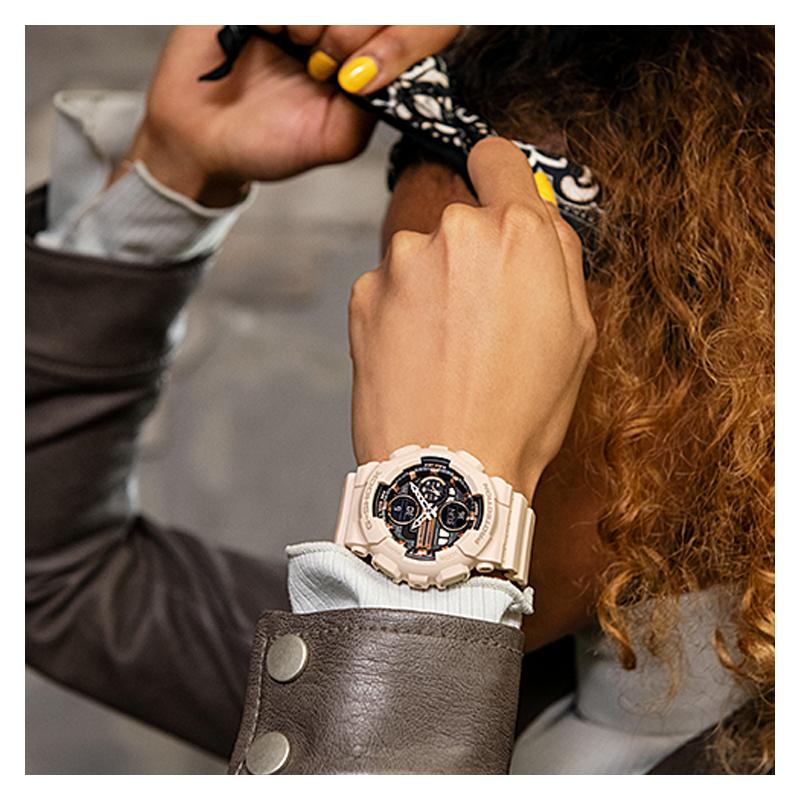 Casio LCD/Analog Dual Display Series G-SHOCK Waterproof and Shockproof Sports Watch Quartz Movement Resin Strap Japanese and Korean GMA-S140M-4APRD