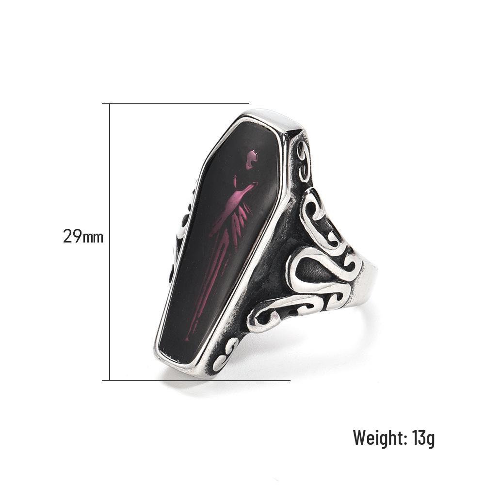 Retro Gothic Coffin Mummy Titanium Steel Ring - Alternative Style for Men