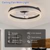 LED Ceiling Fan with Remote Control - 6 Speed Settings Dimmable Light Bedroom Electric Fan with Integrated LED Lamp