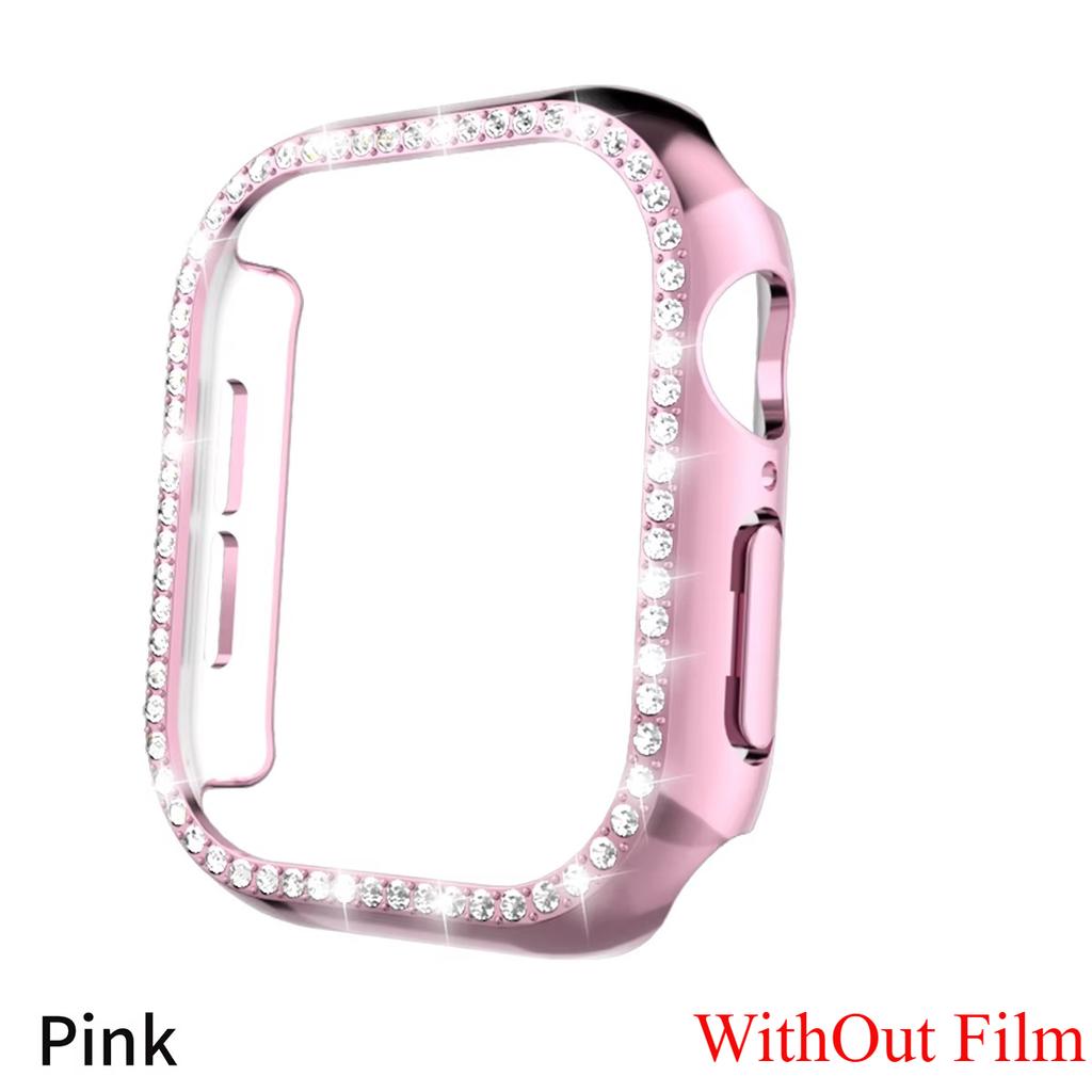 Glass+Diamond Cover For Apple Watch Case 46mm 42mm Bling Bumper Protector for iWatch Series 11 10 46 42mm Watch Case