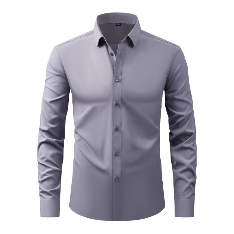 Lightweight Stretch Men's Shirt Long Sleeve Solid Color Fashionable Casual Business Cardigan