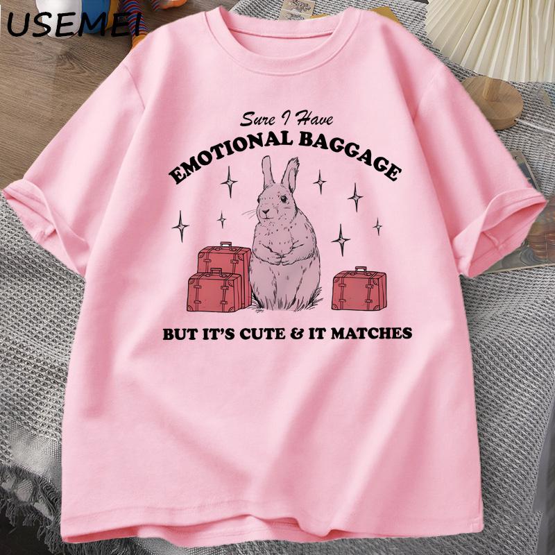 2026 Sure I Have Emotional Baggage Funny Unisextal Health T Shirts Women Unisex Comfortable and Loose Unisexs and Womens Tshirts